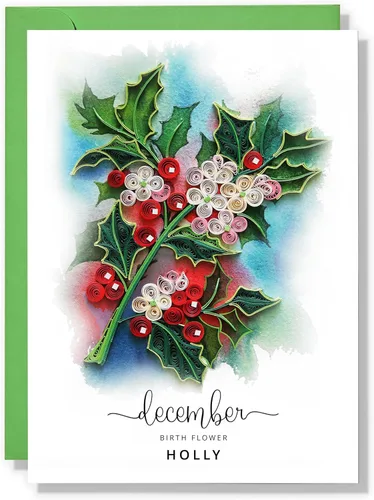 Miniatura 17 de Tarjeta de Flor de Nacimiento, Tarjeta Floral de Quilling Hecha a Mano para Cumpleaños, Aniversario, Flor de Mes de Nacimiento para Mamá, Mujeres