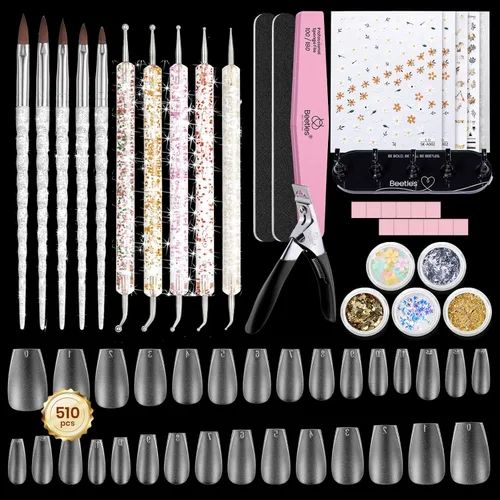 Miniatura 19 de Beetles 9 en 1 Pegamento de Gel para Uñas de Acrílico, 2 Piezas de 10ml Super Fuerte Pegamento de Uñas para Puntas de Uñas Postizas Transparentes