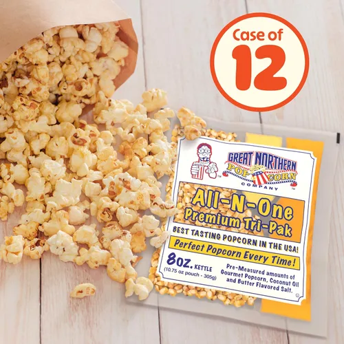 Miniatura 2 de Great Northern Popcorn - Paquete de 12 palomitas de maíz estilo cine – Paquete de 12 palomitas de maíz pre-medido de 8 onzas, sal, paquetes