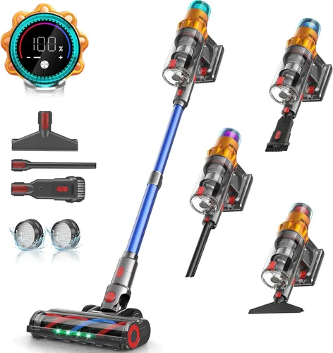 REBANIC S8 - Aspiradora inalámbrica de 600W, 48Kpa hasta 65 minutos de duración, aspiradora de palo recargable, aspiradora de mano inalámbrica