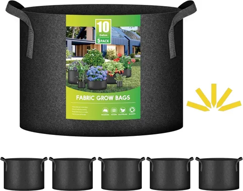 Miniatura 19 de iPower Paquete de 10 bolsas de cultivo de 3 galones, macetas de tela no tejida, contenedor de aireación con asas de correa para jardín y plantación