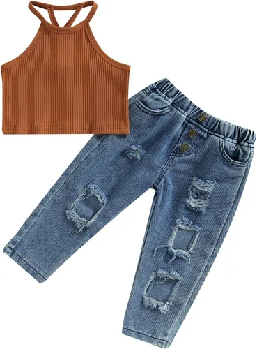 GOOCHEER Conjunto de ropa de manga larga para niña pequeña, camisa y pantalones para niña, conjunto de ropa de primavera, otoño e invierno
