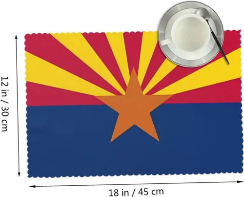 Miniatura 2 de Rectangular Placemats Set of 4, Heat Resistant Arizona Flag Printed Kitchen Dining Table Mats