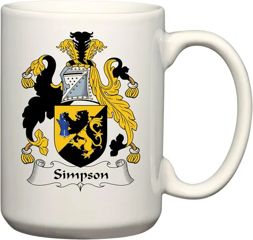 Miniatura 5 de Carpe Diem Designs - Taza de cerámica para café y cacao con escudo de Simpson Family Crest, de 11 onzas, fabricada en los Estados Unidos.