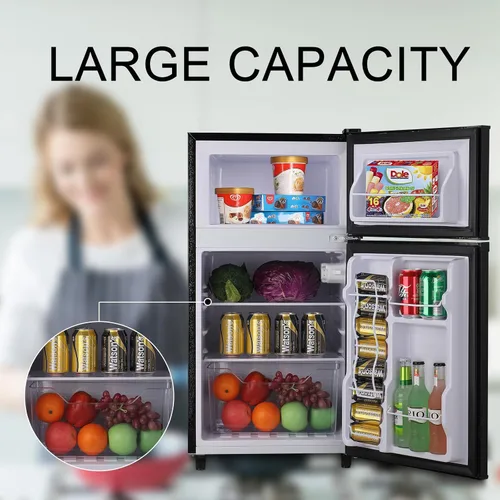 Miniatura 4 de WANAI Refrigerador compacto de 3.5 pies cúbicos de doble puerta con congelador, refrigerador pequeño con 7 modos TEMP, ahorro de energía, bajo ruido