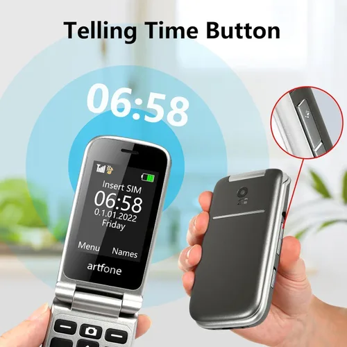 Miniatura 4 de artfone G3 Pro Gris - Teléfono Celular 4G LTE para Personas Mayores Teléfono Desbloqueado con Tapa y Botón SOS Altavoz Cámara Base de Carga