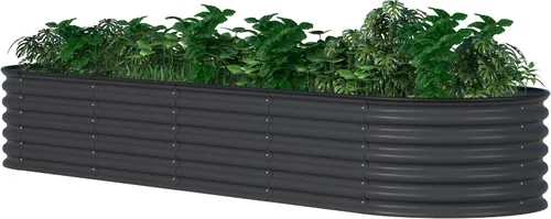 VEIKOU Cama de jardín elevada de 8 x 2 x 1.4 pies, cama de jardín elevada galvanizada, maceta modular elevada para exteriores, para verduras, cama