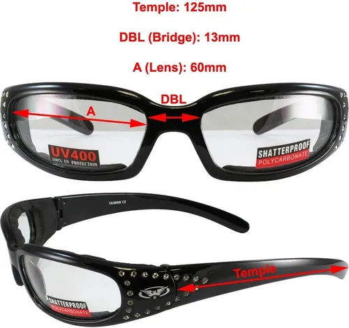 Miniatura 9 de Global Vision Marilyn 3 - Gafas de montar con diamantes de imitación fotocromáticos con oscurecimiento automático, protección UV400 ANSI Z87.1