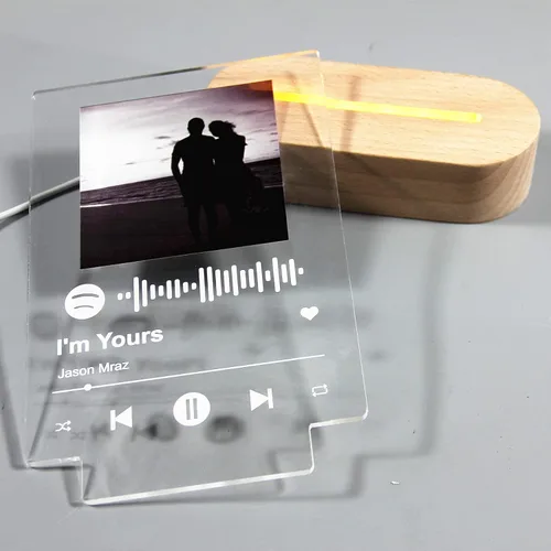 Miniatura 5 de YAGELI Placa de acrílico personalizada para canción de Spotify, regalo de foto personalizado, 7 luces nocturnas coloridas, tablero de música