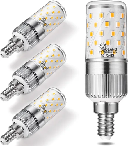 Bombillas LED E12, bombillas LED de candelabro de 12 W, equivalente a 100 W, bombillas de araña blancas cálidas de 3000 K, bombillas de ventilador