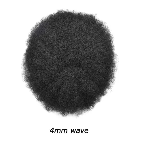 Miniatura 4 de NP Afro Toupee para hombres negros, sistemas de cabello humano rizado afroamericano unidades de cabello para hombres negros, extensiones de pelo