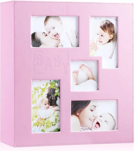 Miniatura 7 de Ywlake - Álbum de fotos para bebé de 4 x 6 con 500 bolsillos, cubierta de cuero para baby shower, álbum para niño o niña, capacidad para 500 fotos