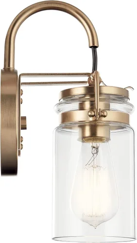 Miniatura 3 de Lámpara de pared Brinley de Kichler, para 1 foco y con pantalla de vidrio transparente, 45576NI, 100watts, 120 volts cepillado níquel