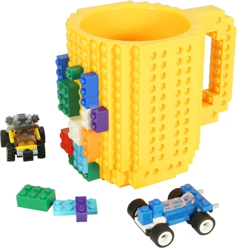 Miniatura 9 de Lumsburry Taza de café de ladrillo integrada, divertida taza de bricolaje con bloques de construcción creativa para niños, hombres y mujeres, Verde