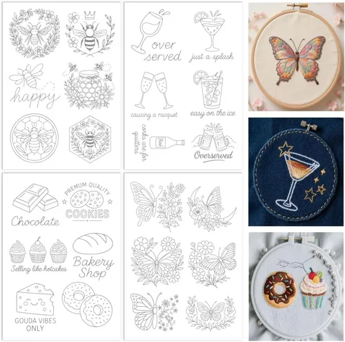 Miniatura 15 de ORIGACH 4 Hojas Grandes de Estabilizadores de Bordado Solubles en Agua de Otoño, Papel de Bordado de Hojas de Calabaza y Setas para Costura a Mano