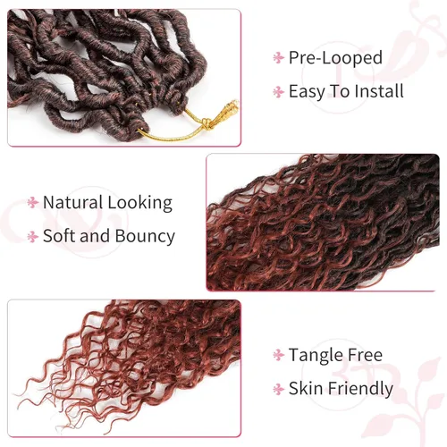 Miniatura 57 de Alicoco Goddess Locs Cabello de Ganchillo 12 Pulgadas 8 Paquetes Rastas Sintéticas de Ganchillo Para Mujeres Rastas Suaves Boho Pre-enrolladas River