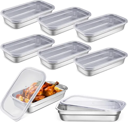 Miniatura 8 de 8 piezas recipientes de almacenamiento de alimentos de acero inoxidable 304 con tapas tamaño 1/3 bandeja de hotel pollo sartenes de grado