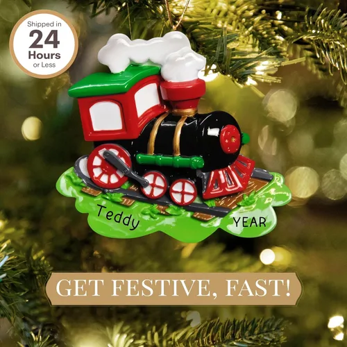 Miniatura 2 de Adorno personalizado de tren 2026 Adornos de Navidad personalizados con láser grabados con láser para árbol Regalo personalizado de recuerdo