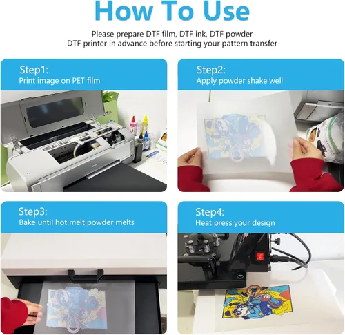 Miniatura 6 de Jecqbor Película de Transferencia DTF de 13 x 19 pulgadas, 120 hojas A3+ Plus de papel PET transparente mate de doble cara, papel DTF para hack