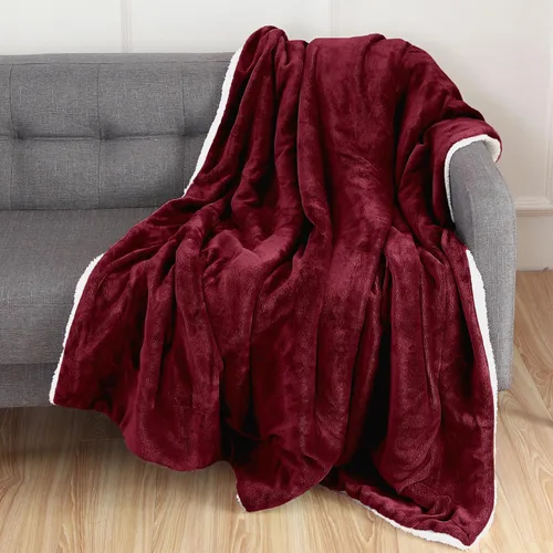 Miniatura 28 de Elegant Comfort Manta de Sofá Reversible de Sherpa Sólida, Manta para Todas las Estaciones - Súper Suave, Acogedora y Afelpada - Manta Decorativa