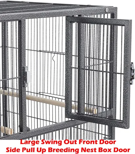 Miniatura 5 de Jaula Doble Apilable con Centro Dividido, Puertas de Caja de Anidación Lateral para Criador de Aves de Vuelo, Jaula Doble Rodante para Aviarios