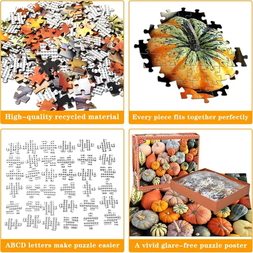 Miniatura 2 de Rompecabezas para adultos de 1000 piezas, calabaza colorida con póster entrelazado perfectamente letra en la parte posterior sin polvo, juguete
