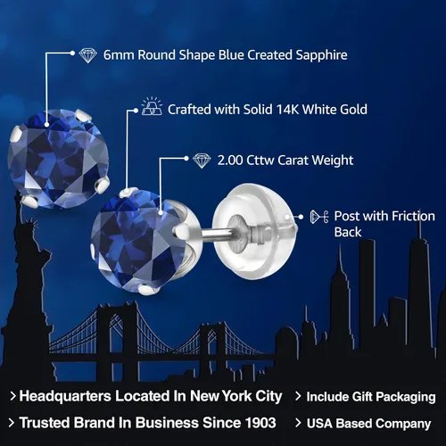 Miniatura 86 de Gem Stone King Aretes solitarios con piedra natal de oro de 14 quilates Redondos de 0.236 in Aretes de oro para mujeres y hombres