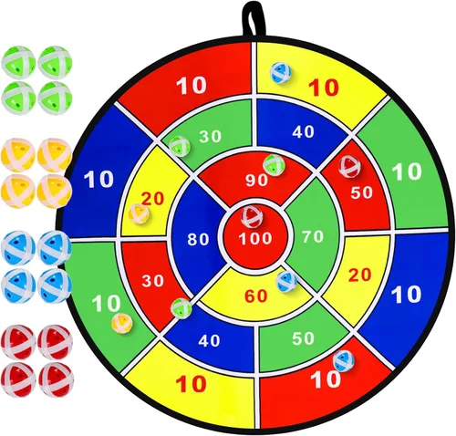 Juego de Diana de Dardos para Niños - 29 pulgadas, Juegos de Mesa con 16 Pelotas Adhesivas, Juguetes de Verano para Interiores y Exteriores para