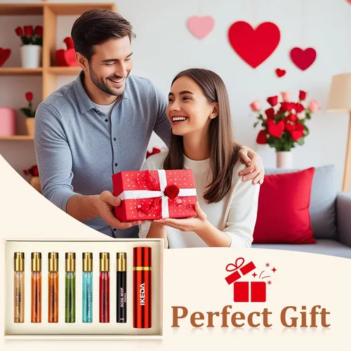 Miniatura 8 de Ikeda - Juego de perfume de 7 piezas, 0.3 fl oz y 20% Eau de Parfum con estuche de viaje, larga duración 8-12H, incluye piel de vainilla, látigo