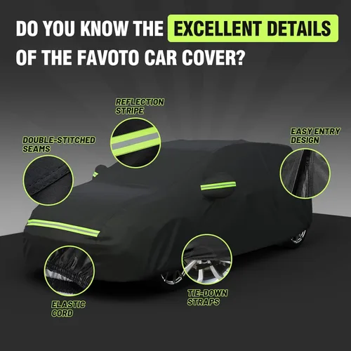 Miniatura 4 de Favoto Funda Impermeable para Automóvil para Todo Clima para Automóviles, 6 Capas de Servicio Pesado para Exteriores Protección contra Lluvia Polvo