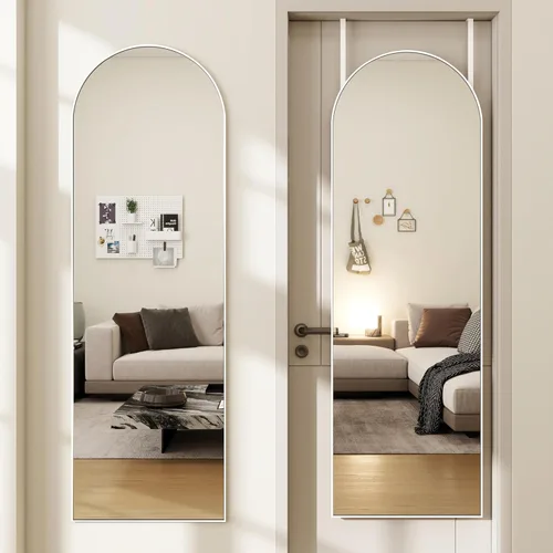 Miniatura 14 de Espejo de puerta, espejo arqueado de cuerpo completo sobre la puerta, 14 x 48 pulgadas, espejos colgantes o de pared, espejos de cuerpo completo