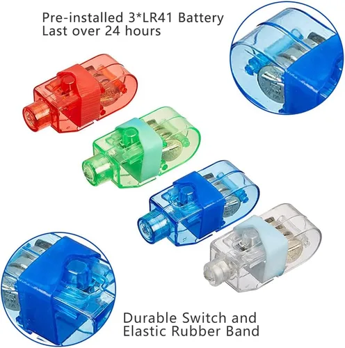 Miniatura 3 de Novelty Place 40 luces LED de dedo de fiesta para niños con tornillo, linterna LED para dedos iluminada, juguetes para recuerdos de fiesta