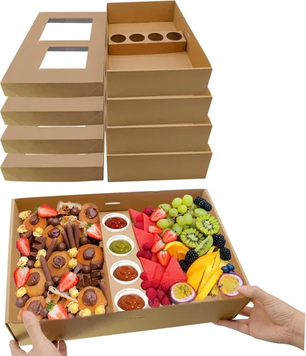 Miniatura 15 de Caja de cartón desechable extra grande para repostería, paquete de 5 unidades, caja fuerte con tapa para 8-10 personas que vayan, tabla