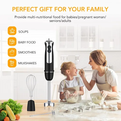 Miniatura 6 de Batidora de mano 5 en 1, batidora de mano de 800 W, 12 velocidades y modo turbo mezclador de mano con vaso de mezcla de 21.7 fl oz, picador de 16.9