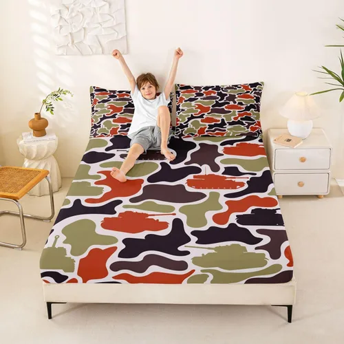 Miniatura 21 de Erosebridal Camouflage Sheets for Boys Girls Game Console Fitted Sheet,3D Gamer Controller Kids Bedding Sets Army Camo Bed Sets Twin 2 Piece