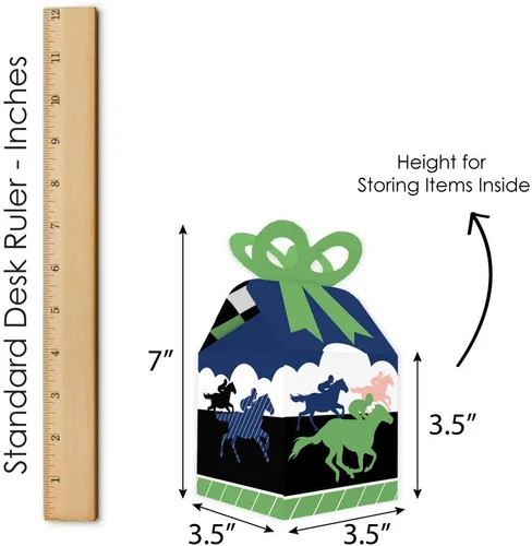 Miniatura 6 de Big Dot of Happiness Kentucky Horse Derby - Cajas de regalo cuadradas - Cajas de lazo para fiesta de carreras de caballos - Juego de 12