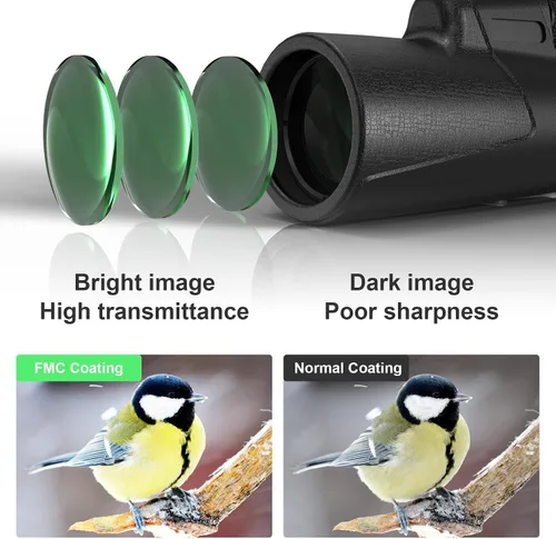 Miniatura 4 de Telescopio monocular de 12 x 42 para adultos, monoculares compactos HD de alta potencia, telescopio portátil de mano con prisma BAK4 y lente FMC