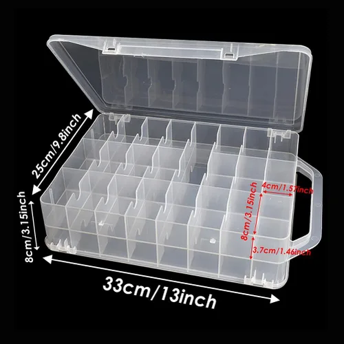 Miniatura 4 de Organizador de costura de 46 rejillas, almacenamiento de caja de hilos de doble cara, caja organizadora portátil de plástico transparente