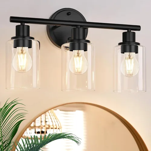 Miniatura 11 de 2 Light Bathroom Vanity Light Over Mirror - Black and Gold Farmhouse Wall Light for Bathroom Vanity Powder Room, Rustic Gooseneck Barn Style 2 Bulb