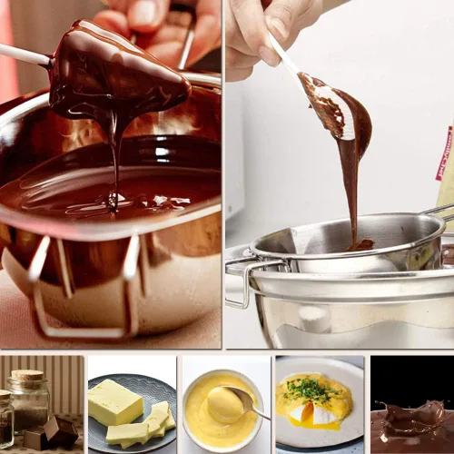 Miniatura 6 de Olla de acero inoxidable de doble caldera para derretir chocolate, dulces y velas (acero 18/8, capacidad de 2 tazas, 16.2 fl oz)