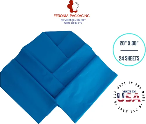 Miniatura 5 de Cuadrados de papel de seda azul brillante, 24 hojas a granel, papel de regalo premium y suministros de arte para cumpleaños, vacaciones o regalos