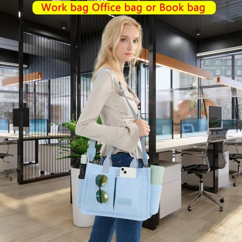 Miniatura 3 de Bolso de lona para mujer, bolsos cruzados para mujer, bolsos de trabajo para computadora portátil, bolso grande de mano para enfermera o profesora