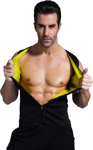 Miniatura 6 de Camiseta térmica para hombre, de neopreno, adelgazante, chaleco moldeador de cuerpo, entrenamiento, sudor, sauna, traje deportivo, quemador