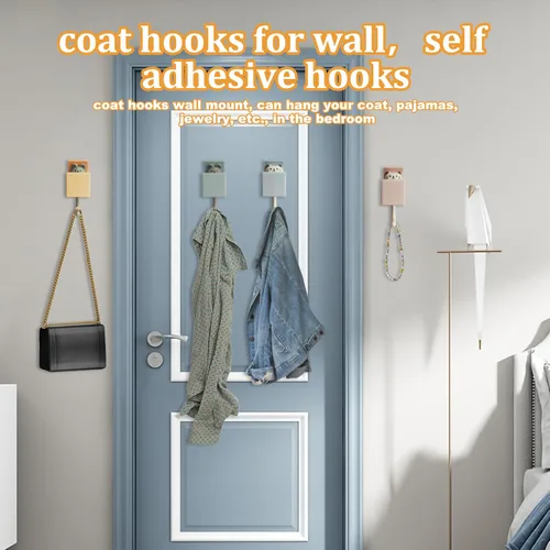 Miniatura 7 de 4 ganchos de toalla autoadhesivos para baños, ganchos de pared resistentes para colgar abrigos, toallas, bufandas, sombreros, batas, llaves, ganchos