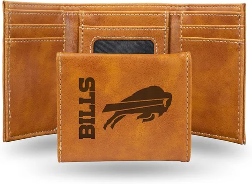 Miniatura 9 de Rico Industries Billetera marrón con grabado láser de la NFL, Baltimore Ravens, Trifold
