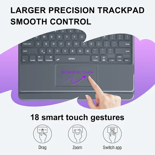 Miniatura 7 de WIWU Funda con teclado para iPad Pro de 11 pulgadas M5/M4 2025/2024, color negro