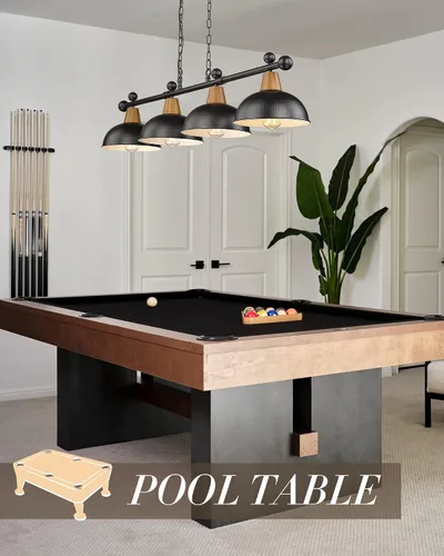 Miniatura 3 de FEMILA 4FG60-4LP BK - Luces de mesa de billar de 4 luces para mesa de 7 pies/8 pies, lámpara de mesa de billar moderna de 48 pulgadas, lámpara