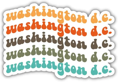 Washington D.C. Retro Travel Sticker, Multiple Colors, Vinyl Laptop, Water Bottle, Planner Journal Sticker, Places I've Been, Luggage Decal (Amalfi)