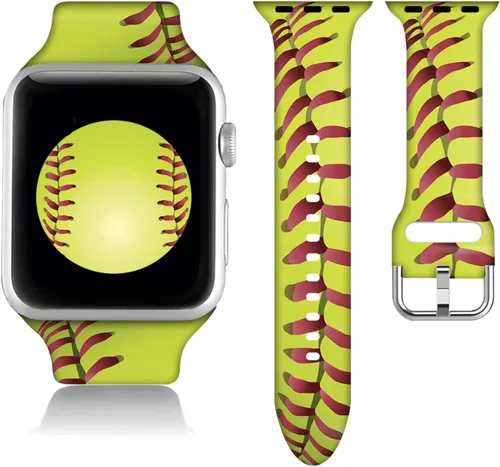 Miniatura 18 de Compatible con Apple Watch de béisbol de 38/40/41/42/44/45/46/1.929 in para mujeres y hombres, correa de silicona suave para regalo de caballo