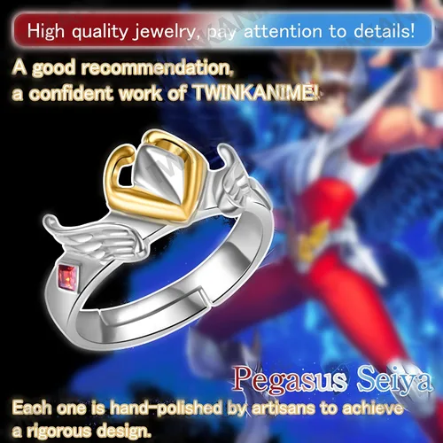 Miniatura 2 de TWINKANIME All 6 S925 Silver Ring Anime Sagittarius for Cosplay Open Band Adjustable Ring for Cosplay Prop